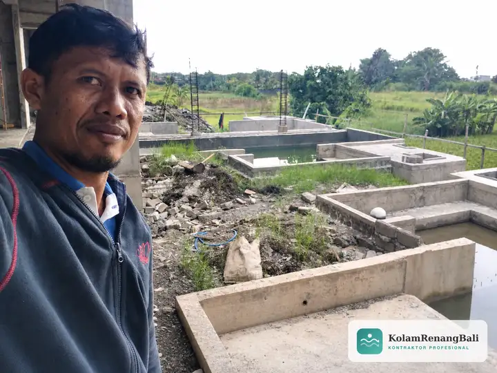 Jasa pembuatan kolam renang villa Bali dengan finishing Batu Sukabumi dan desain custom